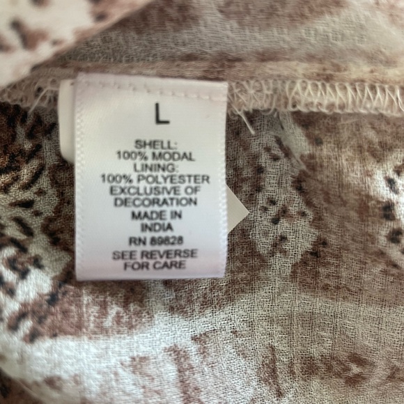 Haute Hippie Tribal Harlan White & Brown Bell Sleeve Large Boho Blouse - Picture 7 of 9